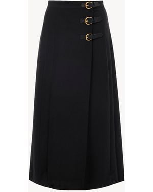 Chloé Pleated Midi Skirt - Black