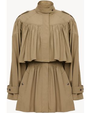 Chloé Gabardina Corta De Cuello Alto De Popelina De Algodón - Neutro