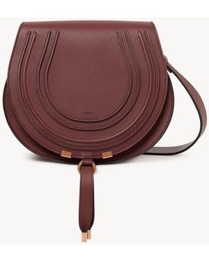 Chloé Bolso Saddle Marcie De Cuero Granulado - Rojo