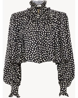 Chloé Maxi Gathered High-Neck Top - Black