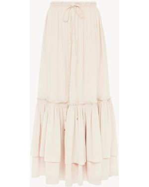 Chloé Ruffled Long Skirt - Natural