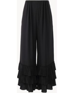 Chloé Fluid Wide-leg Trousers In Crêpe De Chine - Black