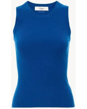 Chloé Crew-Neck Tank Top - Blue