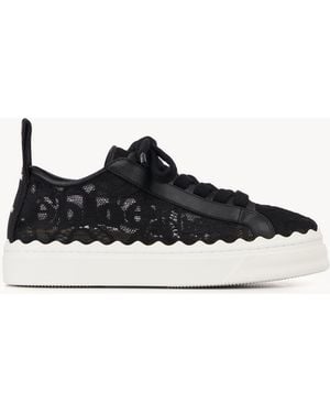 Chloé Lauren Lace & Leather Sneaker - Black