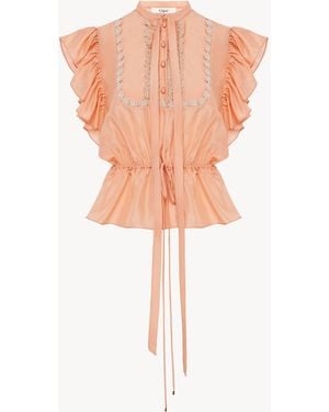 Chloé Short-Sleeve Ruffle Top - Pink