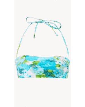 Chloé Top Bikini Con Scollo Halter E Stampa Fiori Acquatici - Blu