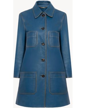 Chloé Abrigo Con Botonadura Sencilla De Cuero - Azul