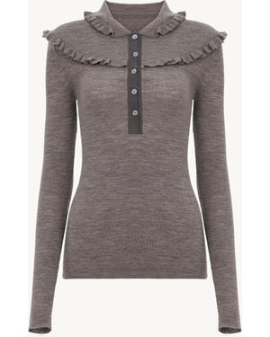 Chloé Fitted Henley Shirt - Gray