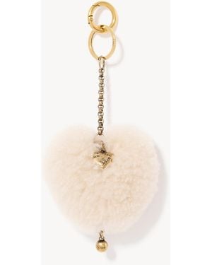 Chloé Charm Per Borsa Portachiavi Symbols Heart Shearling & Mini Heart - Neutro