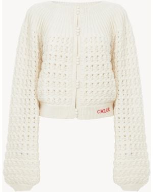 Chloé Strickjacke Aus Wolle Und Kaschmir Mit Rundhalsausschnitt - Weiß