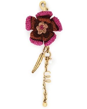 Chloé Bijou de sac fleur en raphia et métal - Rouge