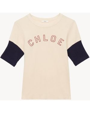 Chloé Fitted Logo T-Shirt - Natural