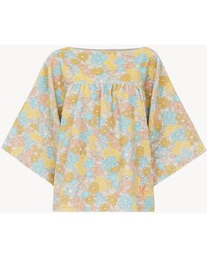 Chloé Top De Manga Corta De Rizo De Algodón - Multicolor