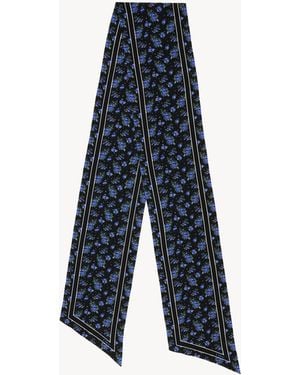 Chloé Pañuelo Bandeau Folk De Crepé De Seda - Azul