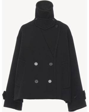 Chloé Abrigo Corto Oversize De Lana Negro 80% Lana Virgen, 20% Poliamida, Horn Bubalus Bubalis, Farmed, Coo India