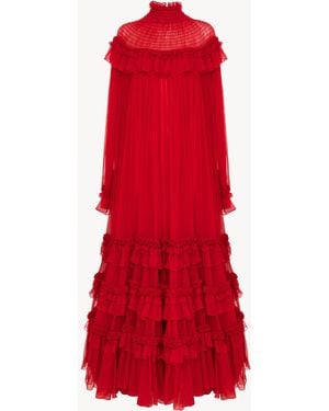 Chloé High-Neck Ruffled Long Dress - Red
