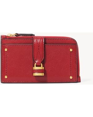 Chloé Petit Porte-Cartes Et Monnaie Paddington En Cuir Grainé - Rouge