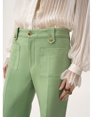 Chloé Flared Pants In Cotton Canvas - Green