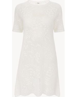 Chloé Short-Sleeve Fitted Mini Dress - White