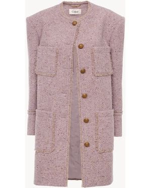 Chloé Single-Breasted Collarless Coat - Purple
