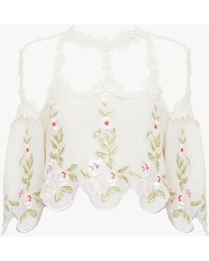 Chloé Cut-Out Cropped Top - White