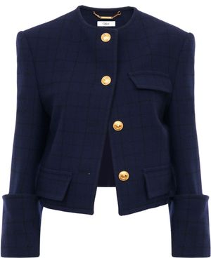 Chloé Boxy Collarless Jacket - Blue