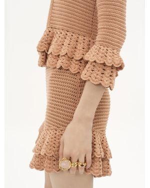 Chloé Ruffled Mini Shorts In Crochet Knit - Natural