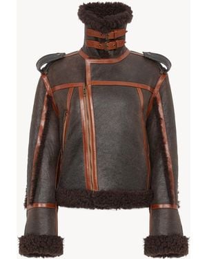 Chloé Veste Col Montant En Shearling - Marron