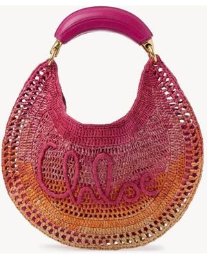 Chloé Summer Banana Hobo Bag Aus Geflochtenen Fasern - Pink