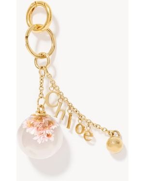 Chloé Charm Per Borsa Portachiavi Symbols Resin Flowers & Logo - Metallizzato