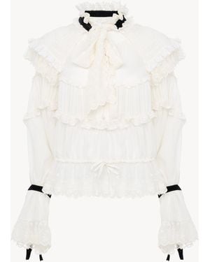 Chloé Tie-Front Ruffled Top - White