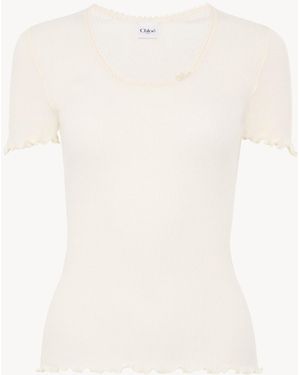 Chloé Scoop-Neck Fitted T-Shirt - White