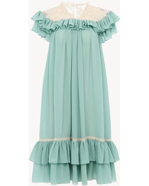 Chloé Short-Sleeve Mini Dress - Green