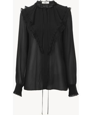 Chloé Ruffled Blouse In Silk Georgette - Black