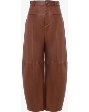 Chloé Tonnenförmig Geschnittene Hose Aus Leder Mit Hoher Leibhöhe - Braun