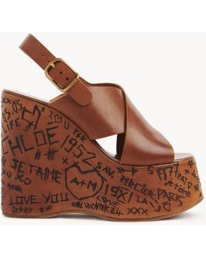Chloé Sandali Con Zeppa Maxime Marrone Taglia 100% Pelle Di Vitello