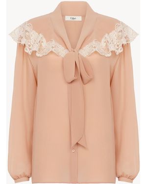 Chloé Tie-Front Gathered Blouse - Pink