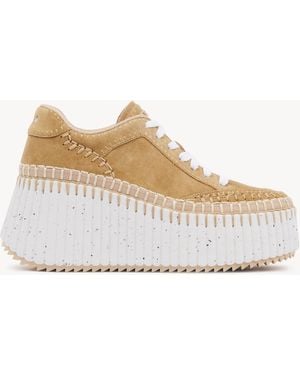 Chloé Nama Wedge Sneaker 100% Bovine Leather - Natural