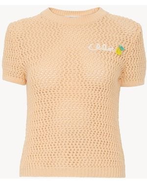 Chloé Short-Sleeve Logo Jumper - Natural
