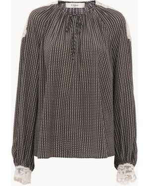 Chloé Open-Neck Top - Gray