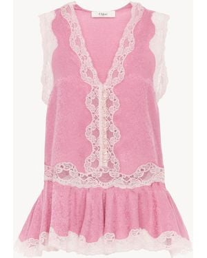 Chloé Sleeveless Peplum Top - Pink