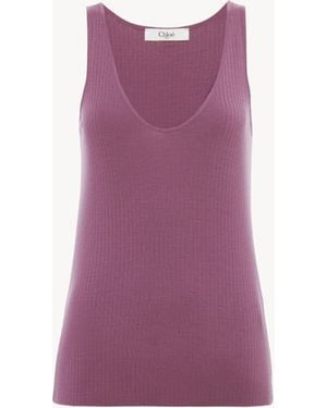 Chloé Top De Tirantes De Punto De Lana Morado 100% Lana