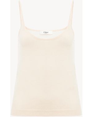 Chloé Thin-strap Tank Top In Superfine Wool Knit - White
