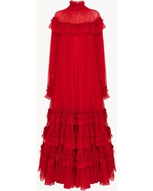 Chloé High-Neck Ruffled Long Dress - Red