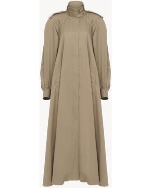 Chloé Trench Lungo A Collo Alto - Neutro