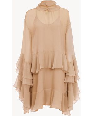Chloé Mini Ruffled Dress - Natural