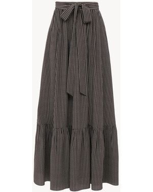 Chloé Falda Midi Fruncida De Crepé De Seda China - Gris