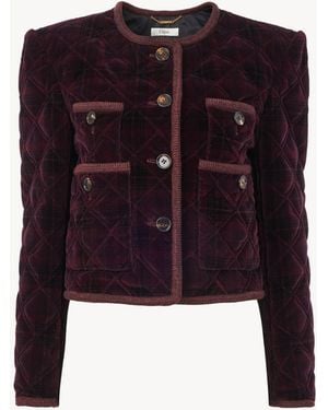 Chloé Boxy Collarless Jacket - Purple