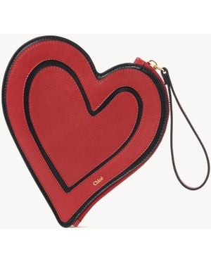 Chloé Symbols Heart Flat Pouch - Red