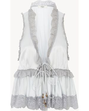 Chloé Tie-Front Sleeveless Top - White